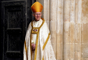 L’archevêque de Canterbury, Justin Welby, à l’abbaye de Westminster, dans le centre de Londres, le 6 mai 2023, avant le couronnement du roi Charles III et de la reine consort Camilla. ANDREW MILLIGAN / AFP