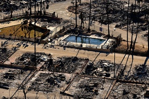 Des maisons ravagées dans le quartier de Pacific Palisades à Los Angeles, le 13 janvier 2025. © Agustin Paullier, AFP