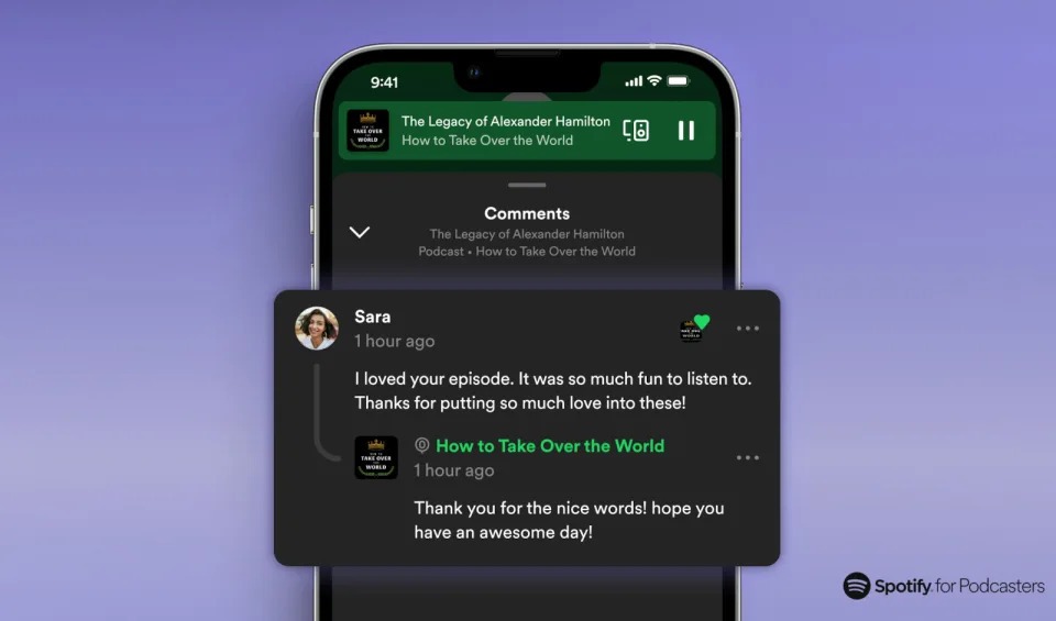 Spotify ajoute une fonction de commentaires pour les podcasts