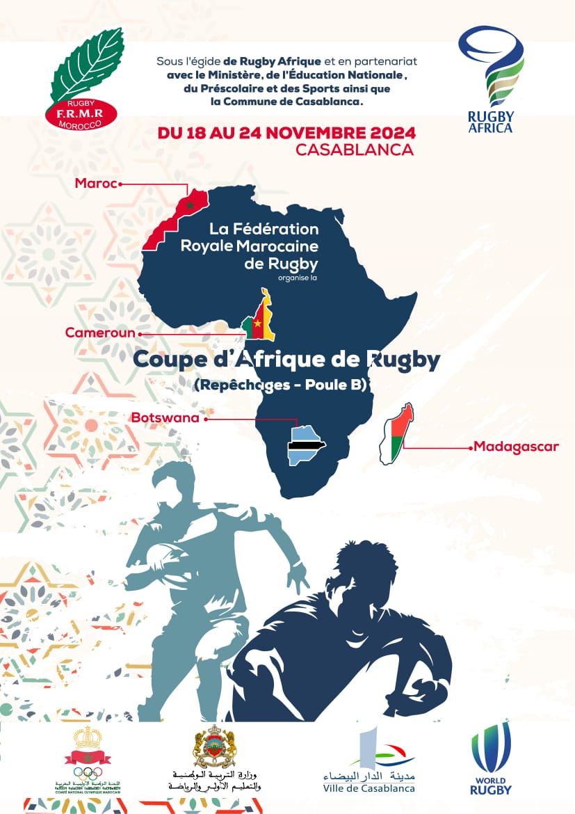 Casablanca accueillera du 18 au 24 novembre les éliminatoires de la Coupe d'Afrique de rugby à XV (Groupe B).