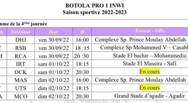 Botola : Voici le programme complet de la 4e journée